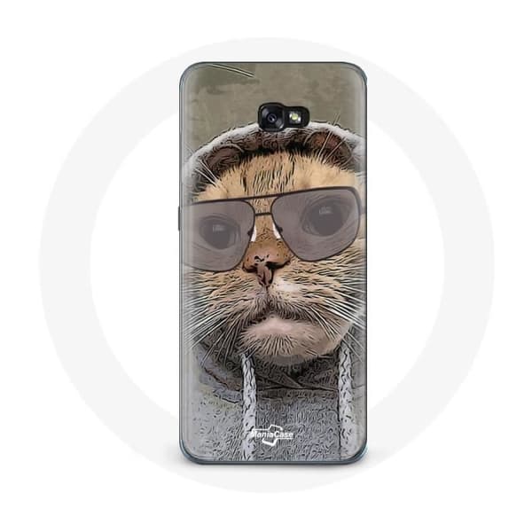 Cover til Samsung Galaxy A8 2016 Kat med hætte sjovt billede Dyr