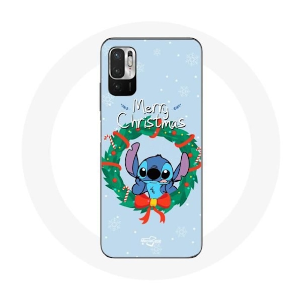 Coque för Xiaomi Redmi Note 10T 5G Stitch snö glad jul blå