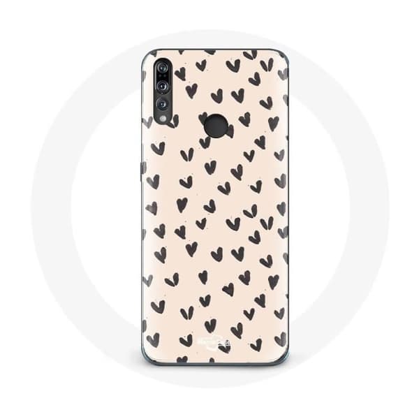 Cover til Huawei P30 Lite med abstrakt tekstur og sorte hjerter