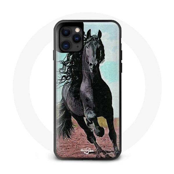 Coque iPhone 12 Frisonhäst Svart