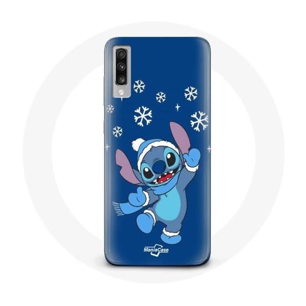Coque - Samsung - Galaxy A70 - Blød - Sne julebroderi - Syntetisk beskyttelse Blå