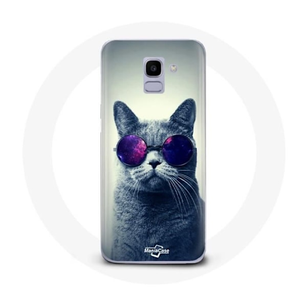 Coque för Samsung Galaxy A8 2018 Katt Lila Glasstil