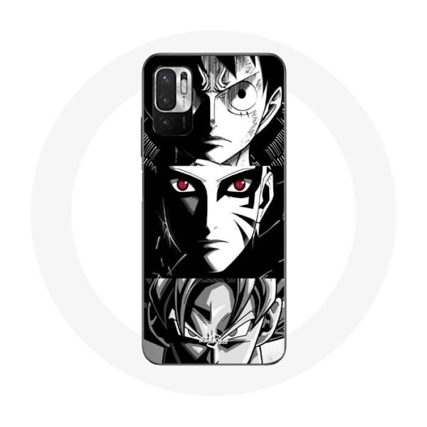 Coque för Xiaomi Redmi Note 10 5G Sangoku Naruto Luffy one piece Dragon Ball Z svart och vit anime manga