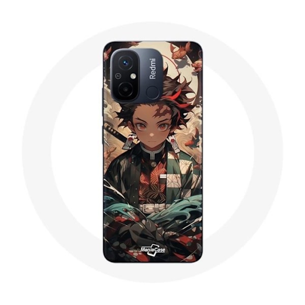 Coque - Maniacase - Xiaomi Redmi 11A - Syntetisk - Svart - Anime Demon Slayer Tanjiro