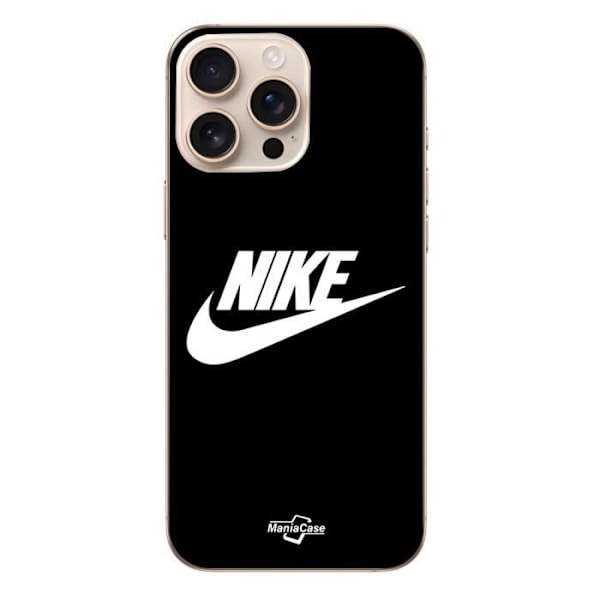 Coque iPhone 16 Pro - Nike - Vit logotyp - Böjlig - Svart - Dagligt skydd vit svart