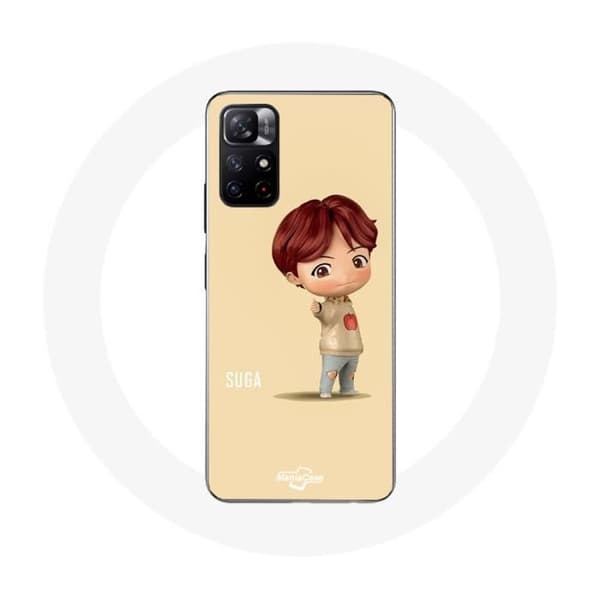 Cover - MANIACASE - Xiaomi Redmi Note 11s 5G - BTS TinyTAN Animation Suga - Blød - Hvid