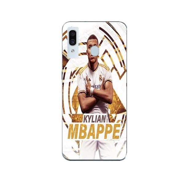 Coque Maniacase för Samsung Galaxy A30 Kylian Mbappe Real Madrid bakgrundsfirande