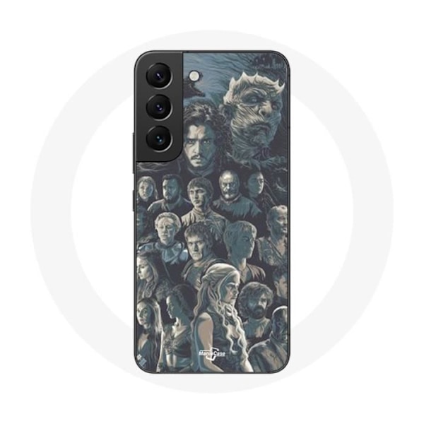 Coque för Samsung Galaxy S22 Game of Thrones Säsong 8 Järntronen Affisch Karaktärer Grå Bakgrund