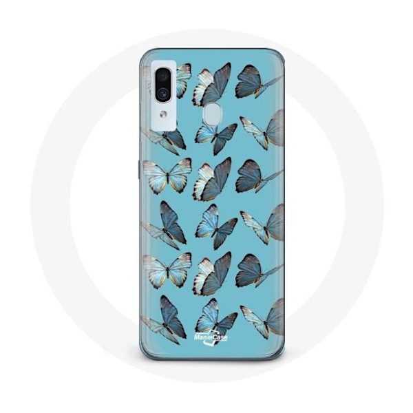 Skydd för Samsung Galaxy A20 Fjärilar Blått Bakgrund