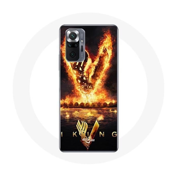 Coque för Xiaomi Redmi Note 10 Pro Vikings Serie Säsong 6 logotyp V Eldsvärd Bakgrund Svart
