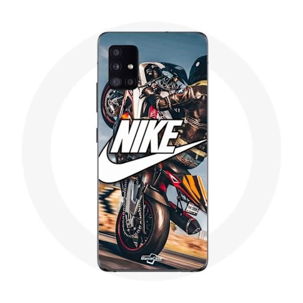 Coque - Maniacase - Samsung Galaxy A51 5G - Souple - Svart - Nike Logotyp Vit Motorhjul svart