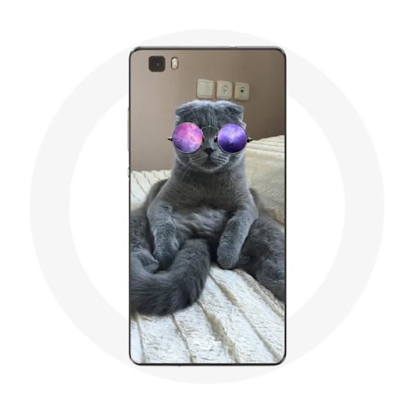 Coque för Huawei P8 Lite Katt med lila glasögon
