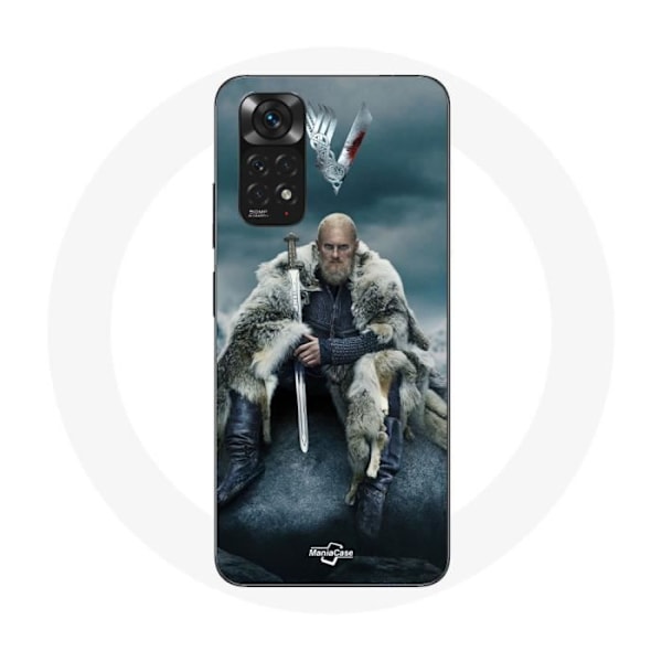 Coque för Xiaomi Redmi Note 11S Vikings Serie Säsong 6 Ragnar Lothbrok logotyp V Svärd Grå Bakgrund Dimma