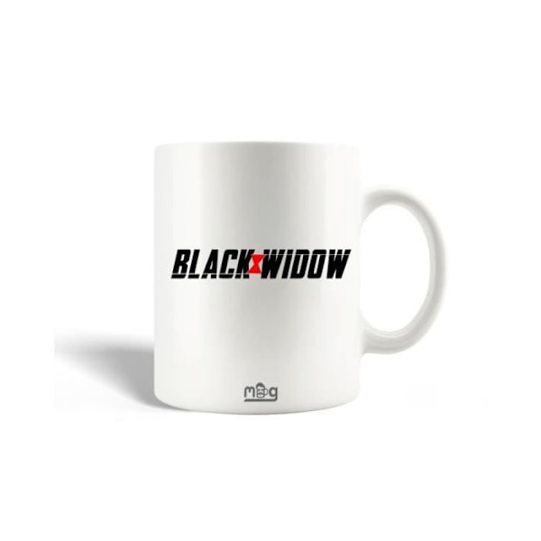 Mugg i keramik med Black Widow-logotyp i svart