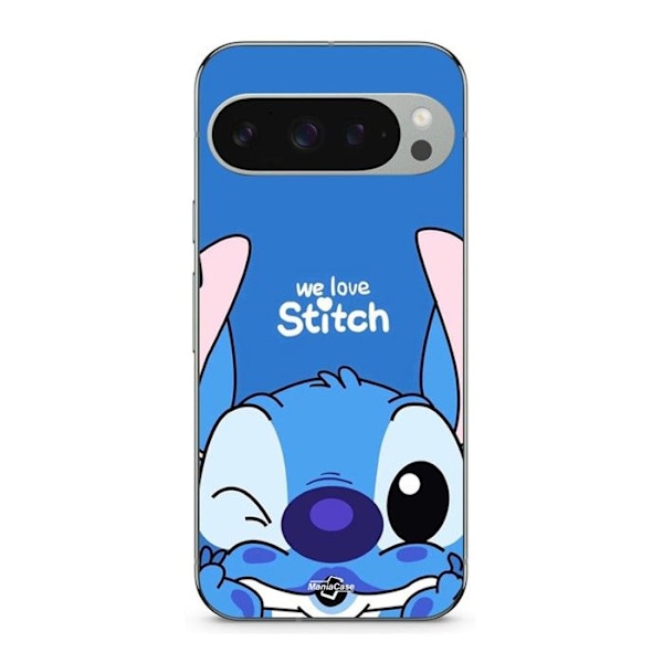 Coque - MANIACASE - Google Pixel 9 Pro - Silikon - Mjuk - Motiv Stitch Cute Ohana Svart