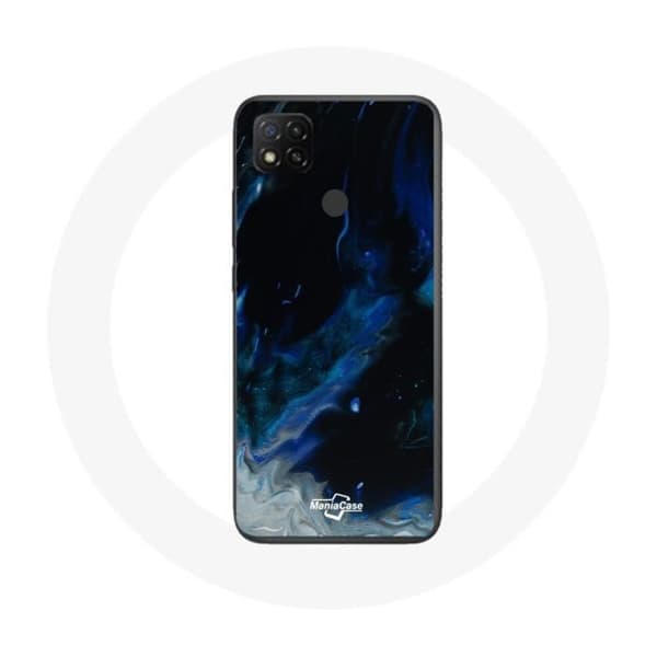 Xiaomi Redmi 9C Cover Multifarvet røgskyer i blå, grå og sort på sort baggrund