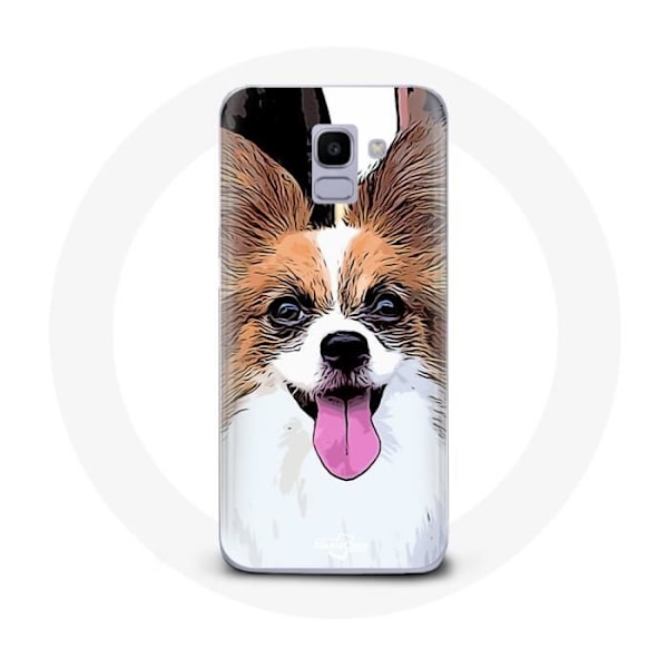 Skydd för Samsung Galaxy A8 2018 Kontinental Toy Spaniel Valp Vit och brun