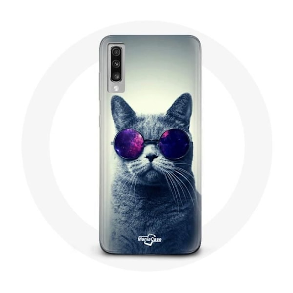 Coque för Samsung Galaxy A50 Katt med Lila Glasögon