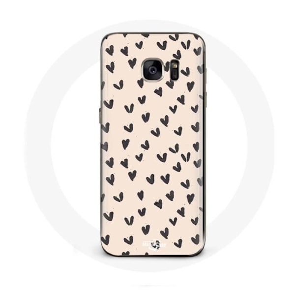 Coque för Samsung Galaxy S6 edge med abstrakt texturbakgrund och svarta hjärtan