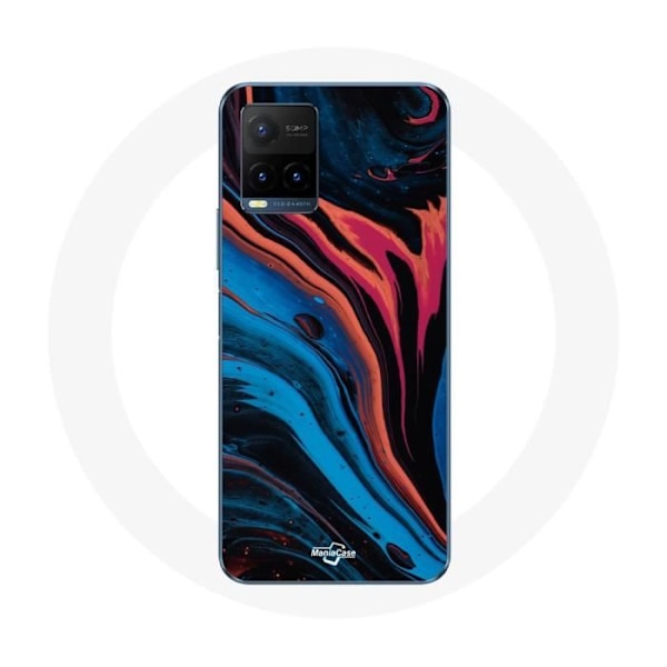 Coque för Vivo Y21s 2021 / Y21 2021 Abstrakt textur i blått, svart och rött