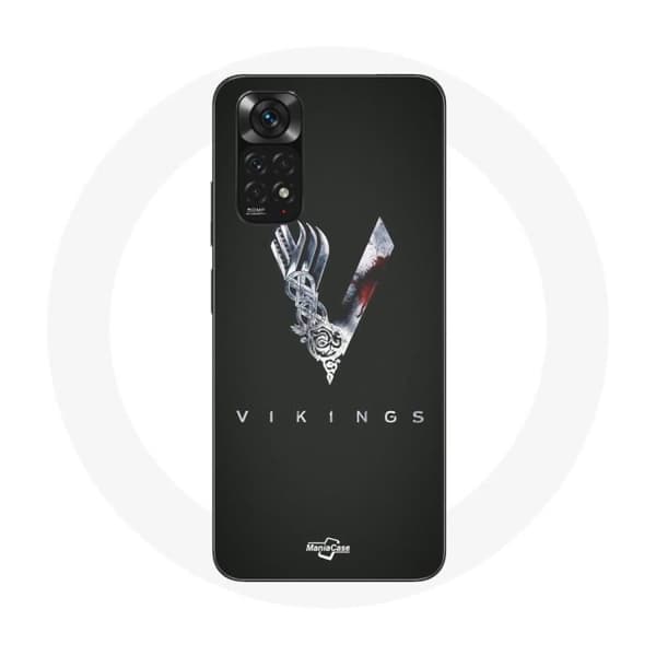 Cover til Xiaomi Redmi Note 11S Vikings Serie Sæson 6 logo V Sværd Grå Sort Baggrund