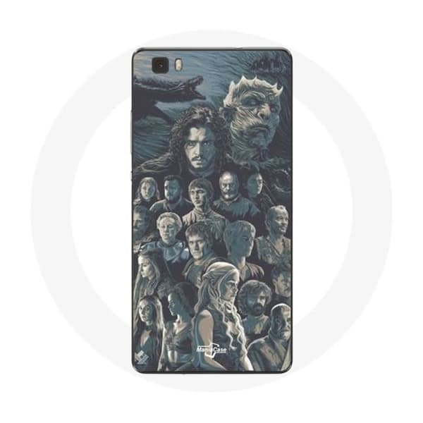 Cover til Huawei P8 Lite Game of Thrones Sæson 8 Jerntronen Plakat Karakterer Grå Baggrund