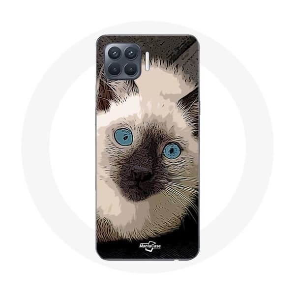 Cover til Oppo A93 Siamesisk Kat Sort og Hvid med Blå Øjne