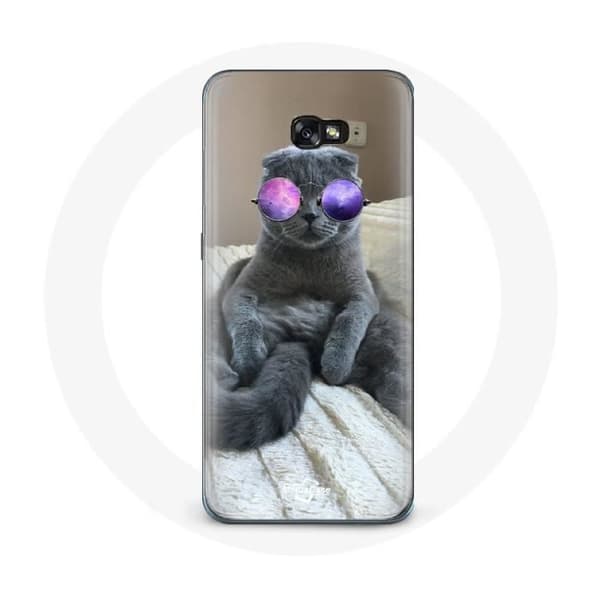 Fodral för Samsung Galaxy A8 2016 Katt med lila glasögon