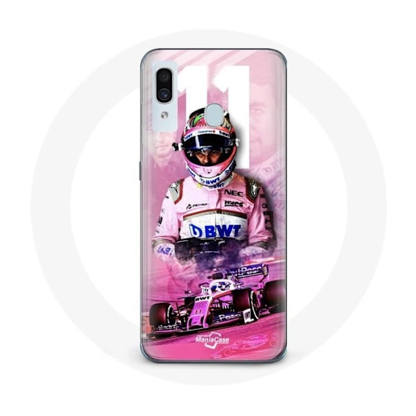 Coque för Samsung Galaxy A20 Formel 1 Sergio Pérez F1-förare Rosa