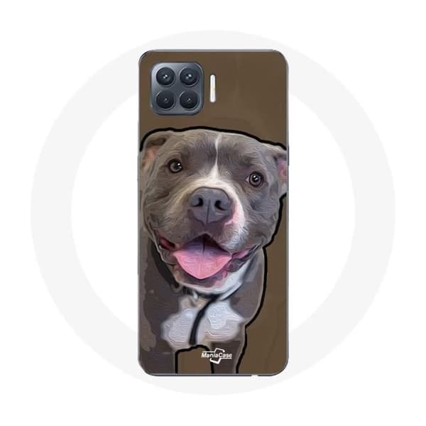 Coque - Oppo - A93 - Blød - Pitbull Hund - Hvid og grå Vit grå