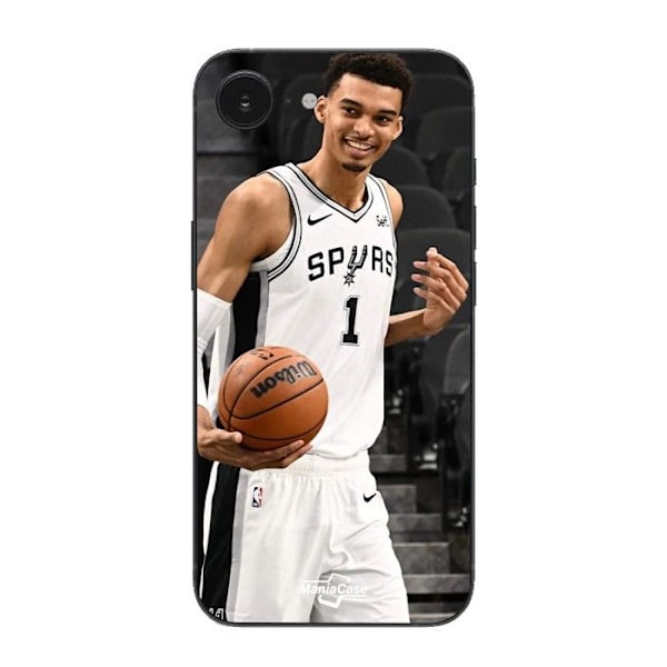 Coque Maniacase För Iphone 16E Victor Wembanyama San Antonio Spurs nr 1 Svart