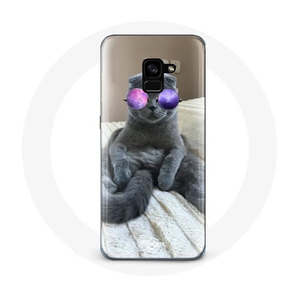 Skydd för Samsung Galaxy A8 Plus Katt med lila glasögon
