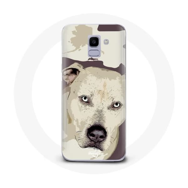 Cover til Samsung Galaxy A8 2018 Hvid Pitbull Hund