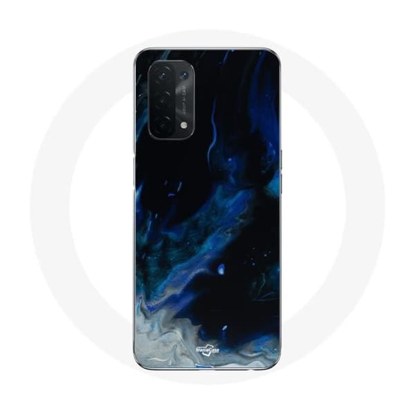 Cover til Oppo A54 5G Multifarvet røgskyer i blå, grå og sort på sort baggrund