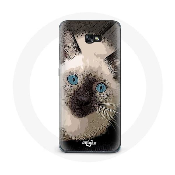 Cover til Samsung Galaxy A5 Siamesisk Kat Sort og Hvid med Blå Øjne
