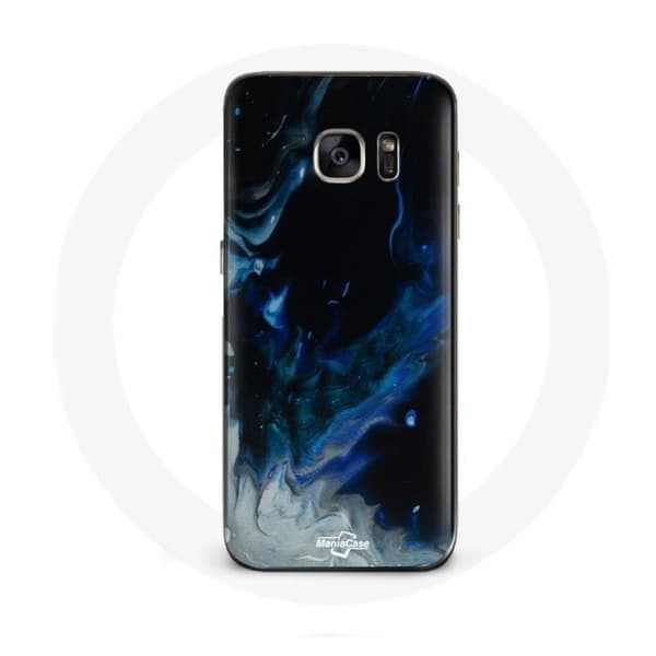 Cover til Samsung Galaxy S6 Multifarvede røgskyer i blå, grå og sort på sort baggrund