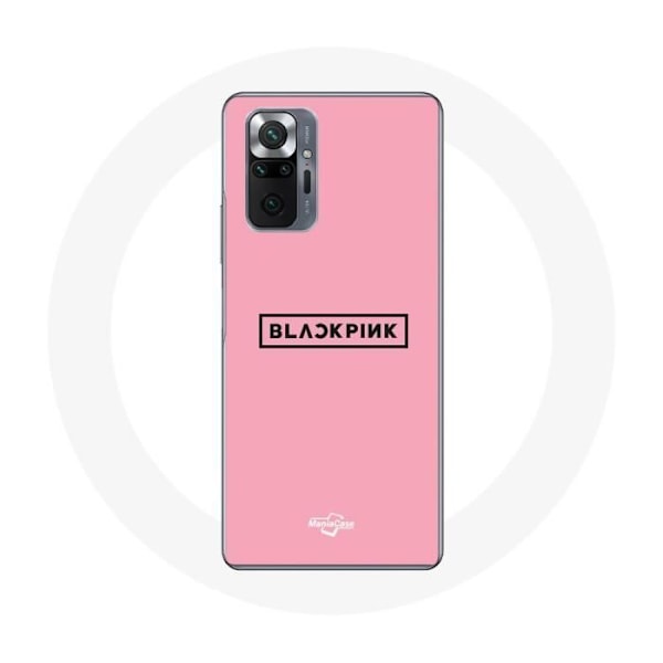Coque för Xiaomi Redmi Note 10 Pro Blackpink K-pop grupp logotyp rosa bakgrund
