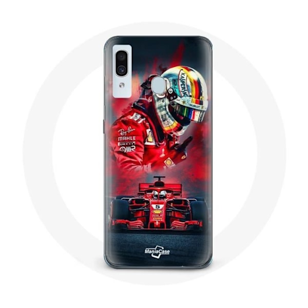 Coque för Samsung Galaxy A30 Formel 1 Sebastian Vettel F1-förare Röd