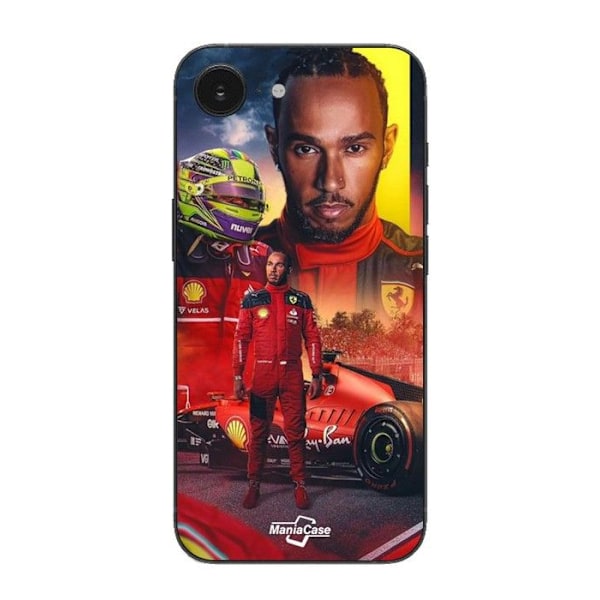 Coque Maniacase för iPhone 16E Lewis Hamilton Scuderia Ferrari F1 officiell Svart