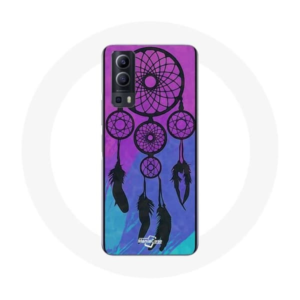 Coque Vivo Y72 Drømmefanger Sort Baggrund Blå og Lilla