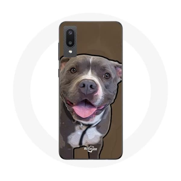 Coque - Samsung - Galaxy A02 - Souple - Pitbull-koira - Valkoinen harmaa Vit grå