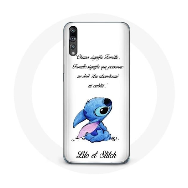 Coque för Huawei p20 Lilo och Stitch Ohana Citat Vit