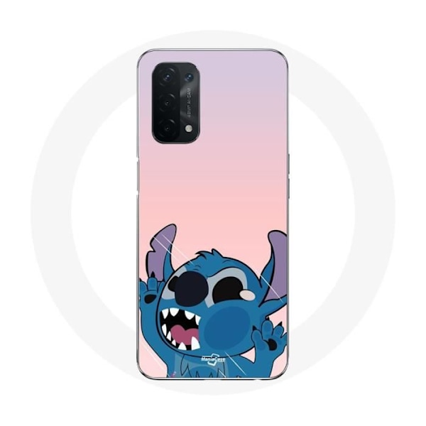 Coque för Oppo A74 Stitch med näsan i vädret rosa bakgrund