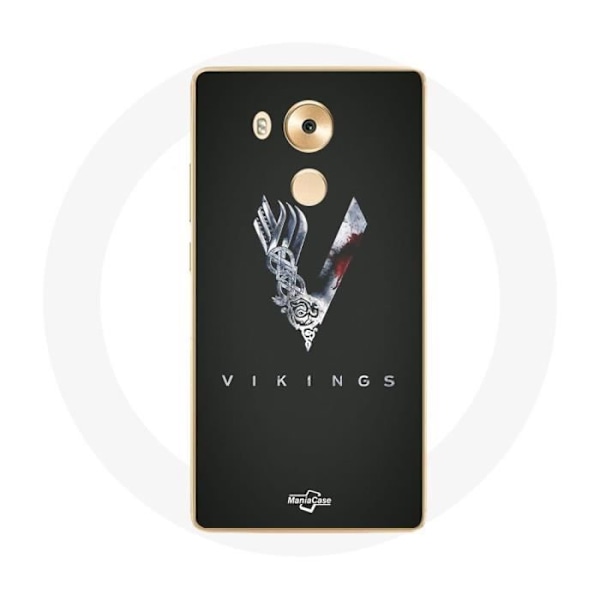 Skydd för Huawei Mate 8 Vikings Serie Säsong 6 logotyp V Svärd Grått Svart Bakgrund