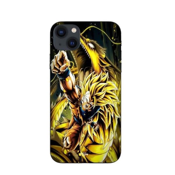 Coque - Maniacase - iPhone 15 - Son Goku Super Saiyan SSJ3 - Blød - Sort