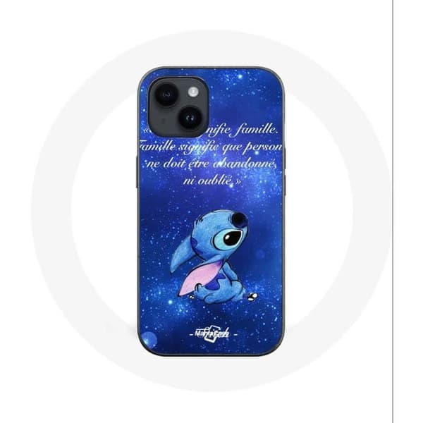 Coque - Maniacase - Iphone 14 Plus - Blød - Sort - Stitch Ohana Citation