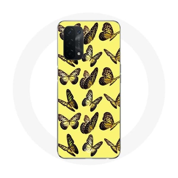 Cover til Oppo A74 Sommerfugle Gul Baggrund