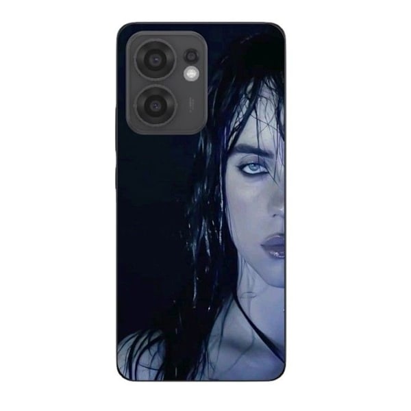 Coque Maniacase För Oppo Reno 13F billie eilish ansikte svart bakgrund Svart