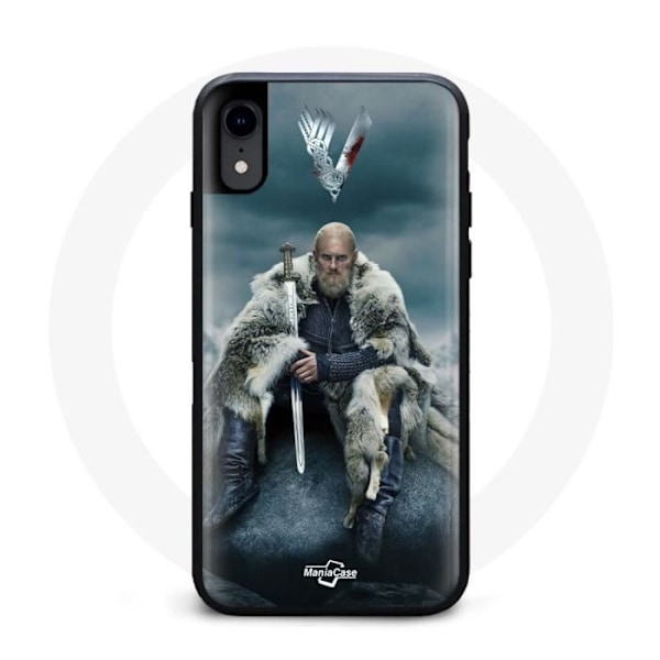 Coque - Vikingar - Iphone XR - Hård - Skydd - Ragnar Lothbrok logotyp V Svärd Grå