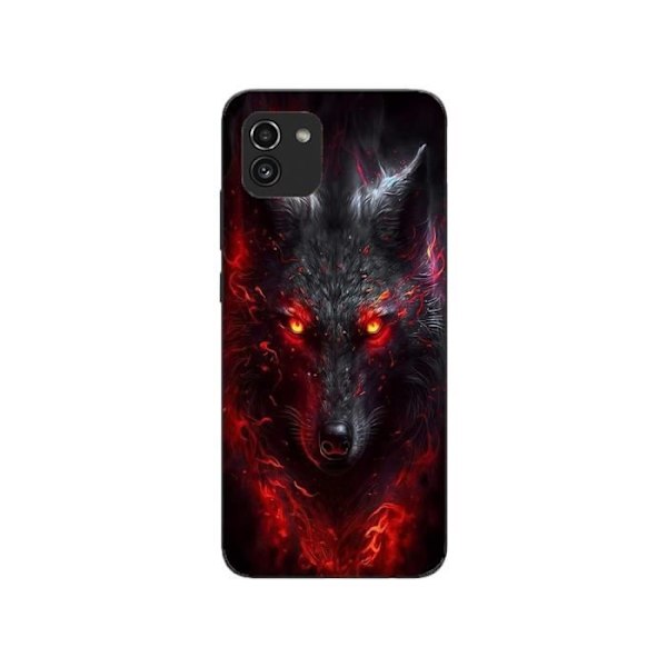 Coque Maniacase för Samsung Galaxy A03 Svart eldvarg röd